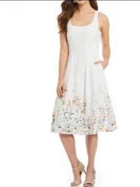 White Maxi Dress with Floral Hem